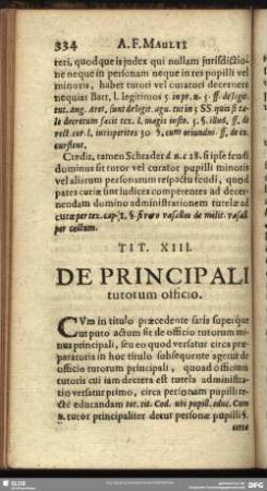 Tit. XIII. De Principali tutorum officio