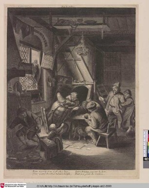 [Sich über einem Tisch prügelnde Bauern; Peasants about to brawl at a table]