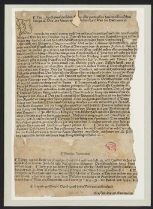 Copia des Friedens zwischen dem Römischen König und dem König von Frankreich