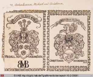 Wappen des Michael Aschenbrenner und seiner Frau Christiana Aschenbrenner geb. Musculus