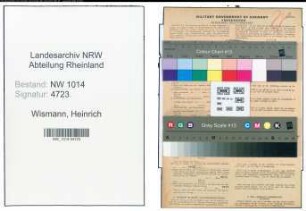 Entnazifizierung Heinrich Wismann , geb. 18.11.1914 (Schreiner)