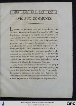 Avis Aux Communes.