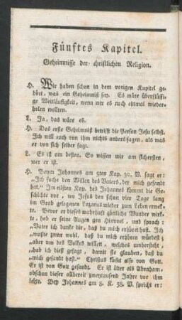 Fünftes Kapitel. Geheimnisse der christlichen Religion.