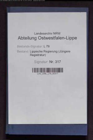 Vernichtung von Akten und Neuordnung der Registratur des Fürstl. Verwaltungsamts Detmold