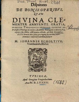 Disputatio De Bonis Operibvs [Operibus]