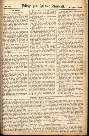 Zweite Ausgabe vom Samstag, den 10. April 1880.