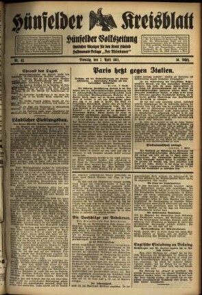 Ausgabe vom Dienstag, den 07. April 1931.