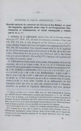 INVENTION DU CALCUL DIFFÉRENTIEL (1684).