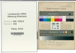 Entnazifizierung Erich Karau , geb. 26.08.1914 (Schuhmacher)