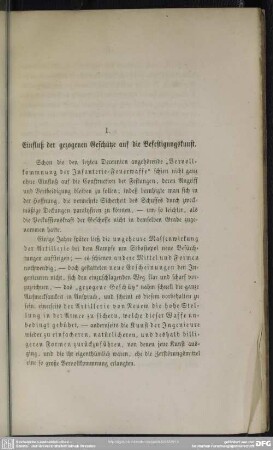 I. Einfluß der gezogenen Geschütze auf die Befestigungskunst