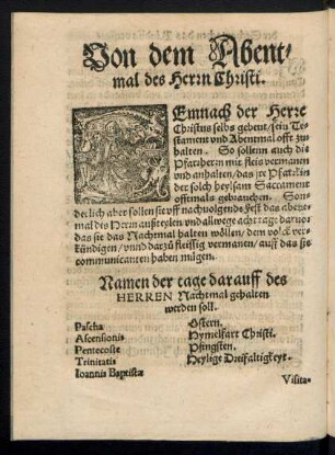 Von dem Abentmal des Herrn Christi.