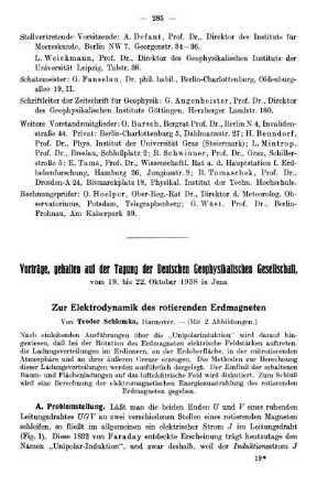 Zur Elektrodynamik des rotierenden Erdmagneten