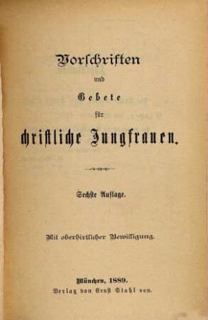 Vorschriften und Gebete für christliche Jungfrauen