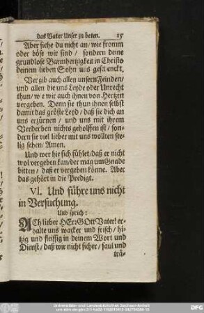 VI. Und führe uns nicht in Versuchung.