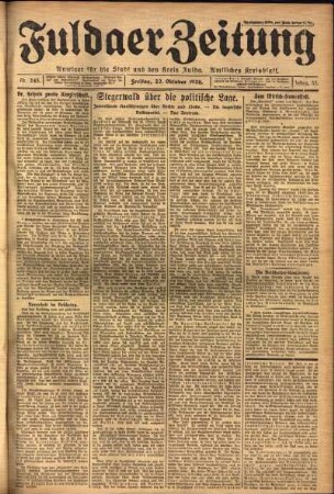 Ausgabe vom Freitag, den 22. Oktober 1926.