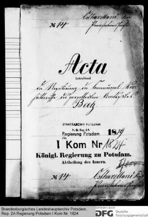 Regulierung der Kommunalverhältnisse des parzellierten Amtgutes Beetz