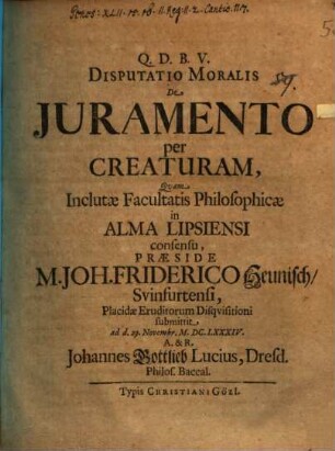 Disp. mor. de iuramento per creaturam