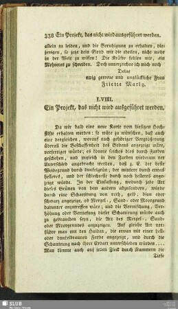 LVIII. Ein Projekt, das nicht wird ausgeführet werden