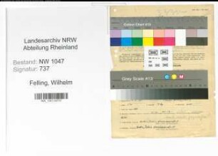 Entnazifizierung Wilhelm Felling , geb. 15.10.1901 (Angestellter)