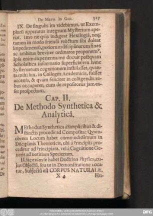 Cap. II. De Methodo Synthetica & Analyticâ.
