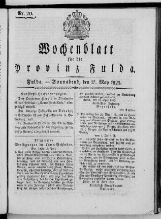 Nr. 20, Ausgabe vom 17. Mai 1823