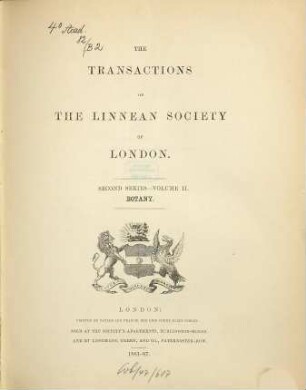 The transactions of the Linnean Society of London. Botany. 2. 1881/87