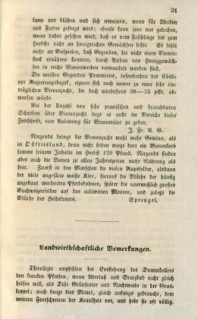 Landwirthschaftliche Bemerkungen.