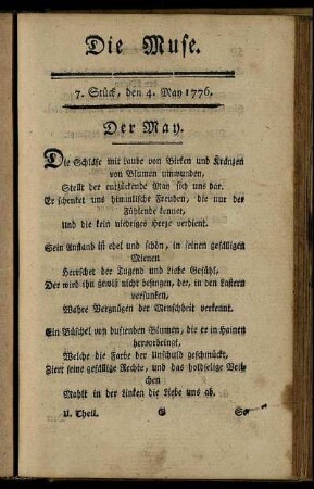 7. Stück, den 4. May 1776. - 10. Stück, den 25. May 1776.