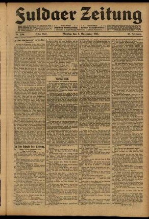 Erste Ausgabe vom Montag, den 03. November 1913.