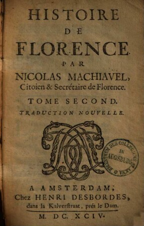 Histoire de Florence : 8 libr. ; Traduct. nouvelle, 2