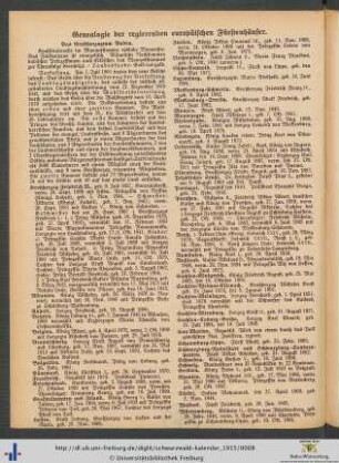 Genealogie der regierenden europäischen Fürstenhäuser.