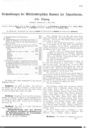 208. Sitzung, Stuttgart, 3.5.1898