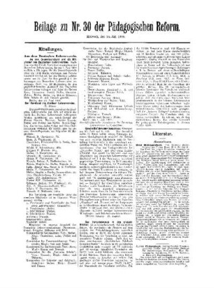 Litteratur : Beilage zu Nr. 30 der Pädagogischen Reform