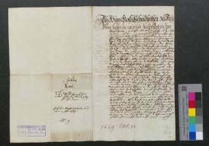 Erblehnbrief über 14 Jauchert Matten im Bann von Herdern, welche dem Kloster St. Klara in Freiburg gehören.