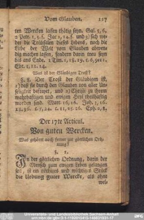 Der 17te Articul. Von guten Wercken.