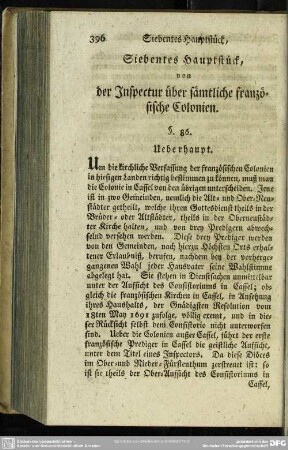 Siebentes Hauptstück, von der Inspectur über sämtliche französische Colonien