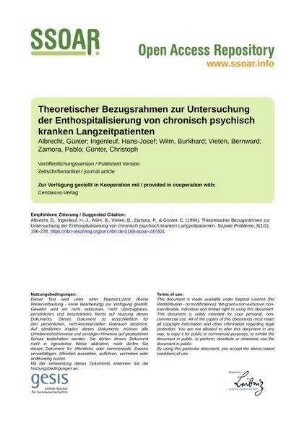 Theoretischer Bezugsrahmen zur Untersuchung der Enthospitalisierung von chronisch psychisch kranken Langzeitpatienten