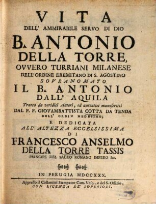 Vita del ... b. Antonio della Torre