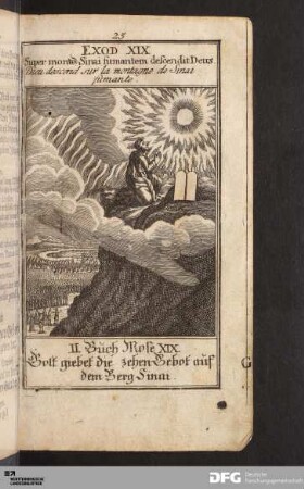 Gott giebet die zehen Gebot auf dem Berg Sinai.