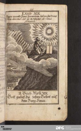 Gott giebet die zehen Gebot auf dem Berg Sinai.