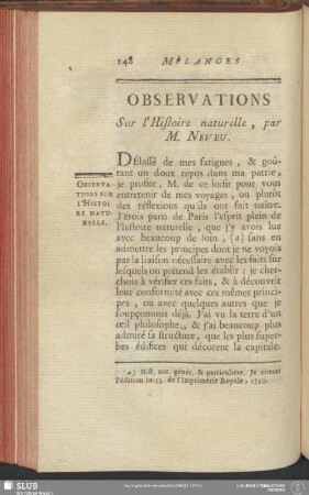 Observations sur L'Histoire naturelle, par M. Neveu
