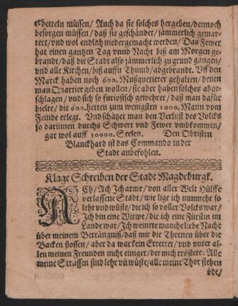 Klage Schreiben der Stadt Magdeburgk.