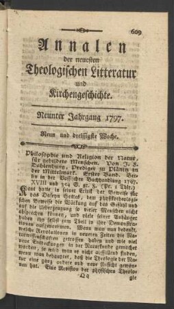 Neun und dreissigste Woche