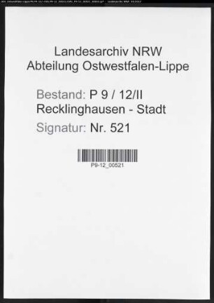 Namensverzeichnis Recklinghausen - Stadt II, Todesfälle