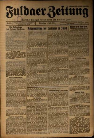 Ausgabe vom Dienstag, den 01. Juli 1924.