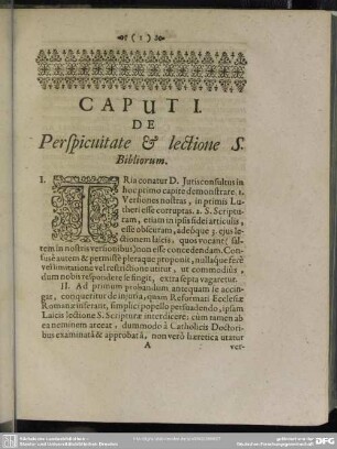 Caput I. De Perspicuitate & lectione S. Bibliorum