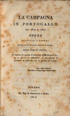La Campagna in Portogallo nel 1810 e 1811