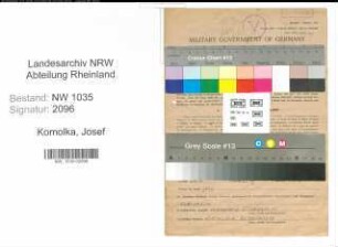 Entnazifizierung Josef Komolka , geb. 08.10.1913 (Steiger)