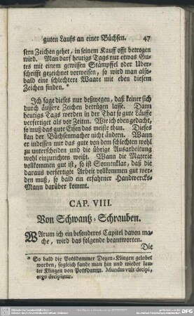 Cap. VIII. Von Schwantz-Schrauben