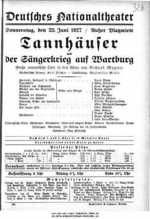 Tannhäuser und Der Sängerkrieg auf Wartburg